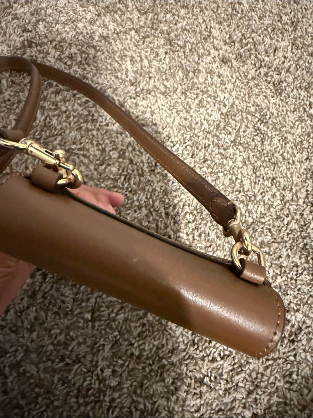 Coach Brown Signature Monogram Crossbody Phone Pouch - Picture 9 of 10